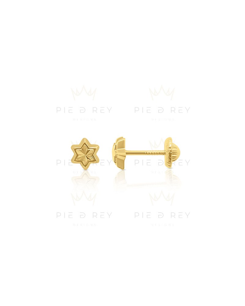 Earrings Star Carved in Gold