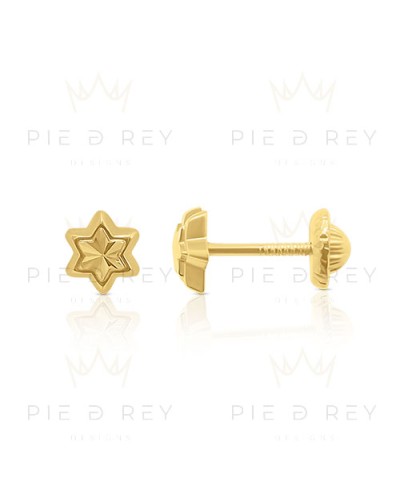 Earrings Star Carved in Gold