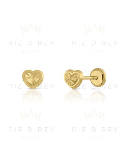 Earrings Heart Carved in Gold