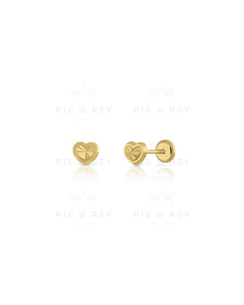 Earrings Heart Carved in Gold