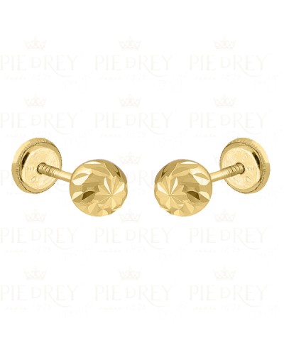 Earrings Carved Ball in Gold