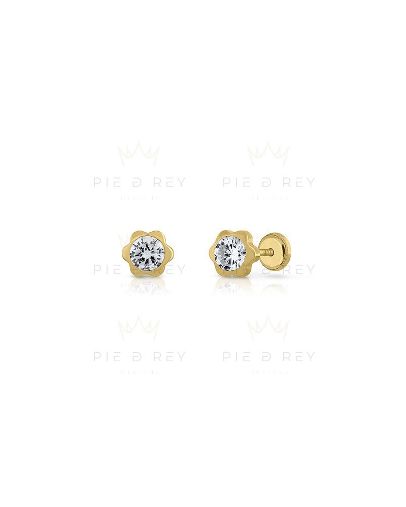 Earrings Daisy Zircon in Gold