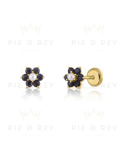 Earrings Rosette Cubic Zircon in Gold