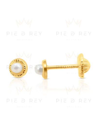 Earrings Round Pearl in Gold