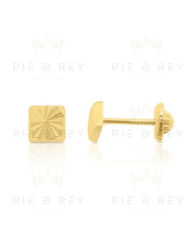 Earrings Square Carved in Gold