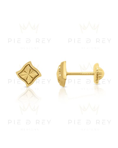 Earrings Square Carved in Gold