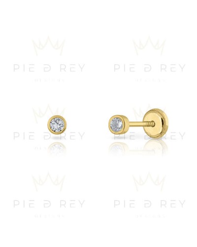 Earrings Round Zircon in Gold