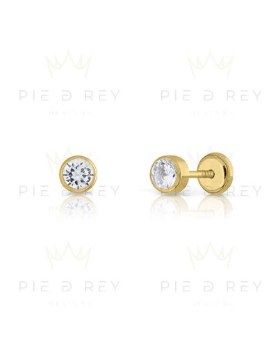 Earrings Round Zircon in Gold