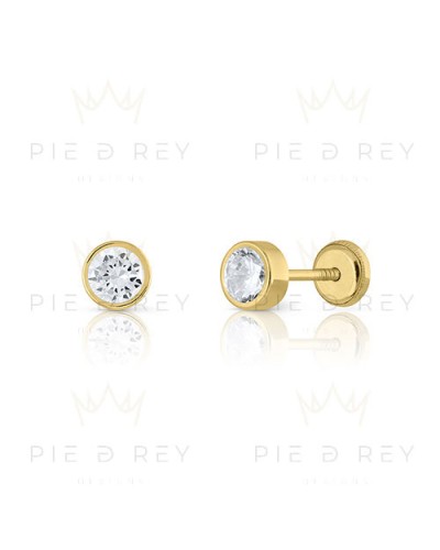 Earrings Round Zircon in Gold